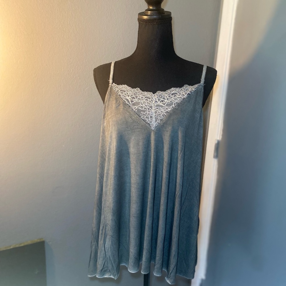 POL large cami style tank‎ top Overdyed grey Flowy will fit XL Adjustable Straps